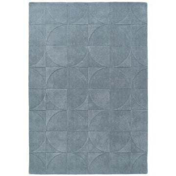 Penny Modern Geometric 3D Hand-Carved Hi-Low Soft Textured Wool Steel Blue Rug-Origins-Rug Love - The Most Loved Rug Store